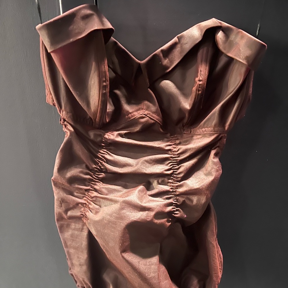 Maison Margiela Burgundy Waxed One Piece Strapless Bodysuit - Picture 7 of 14